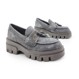 Brunello Cucinelli Loafers Suede Woman Grey