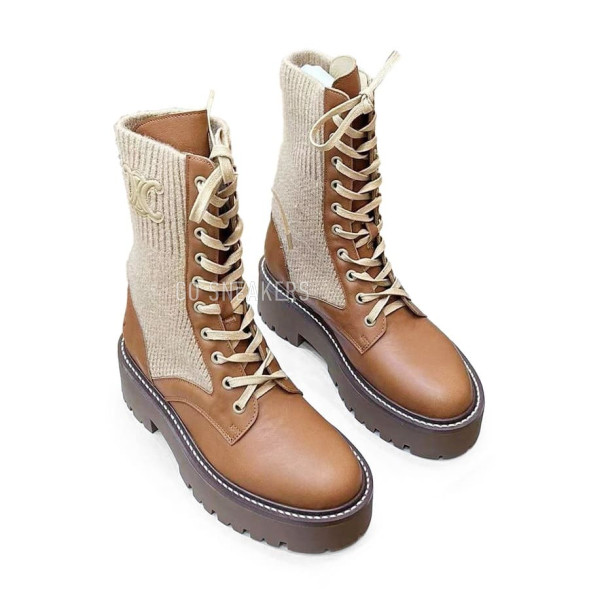 Женские ботинки Celine Woman Knitted Boots Brown