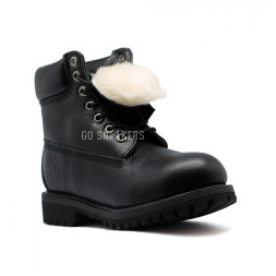 Женские ботинки с мехом Timberland Black Leather