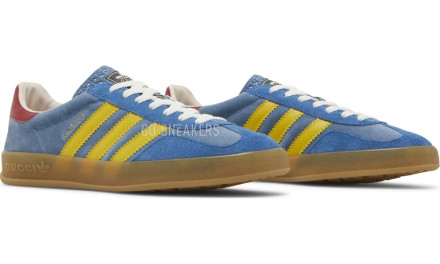 Женские кеды Adidas x Gucci Gazelle Light Blue Suede