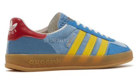 Женские кеды Adidas x Gucci Gazelle Light Blue Suede