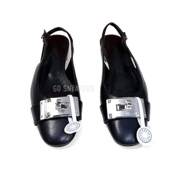 Женские босоножки Hermes Leather Flats Black