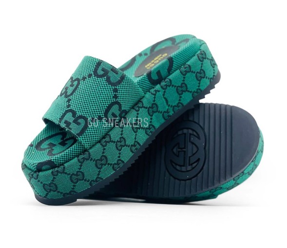 Унисекс шлепки Gucci Slippers Platform Green