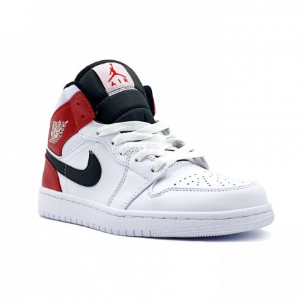 Женские кроссовки Nike Air Jordan 1 Mid White Black Gym Red