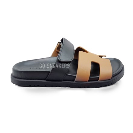 Унисекс сандалии Hermes Flip-flops Leather Black/Brown
