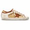 Golden Goose Superstar in White Leather and Raffia with Brick-Red Star and Inserts