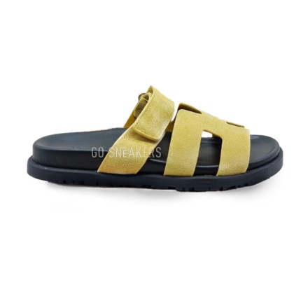 Унисекс сандалии Hermes Flip-flops Suede Black/Yellow