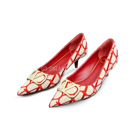 Женские туфли Valentino Toile Iconographe Red/White