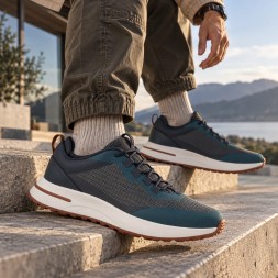 Loro Piana Week End Walk Technical Mesh Charcoal Blue