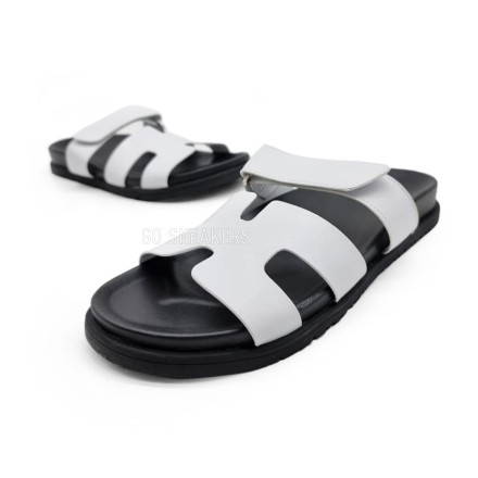 Унисекс сандалии Hermes Flip-flops Leather White/Black