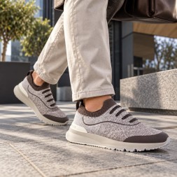 Brunello Cucinelli Knitted Slip-On Sneakers Brown