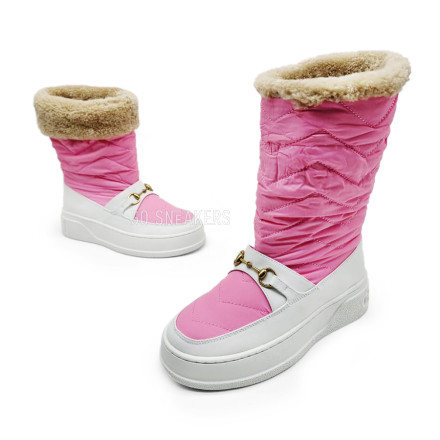 Женские зимние сапожки Gucci Snow Chunky White/Pink