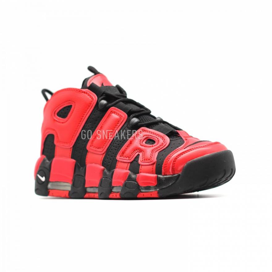 nike uptempo black red