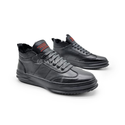 Унисекс зимние кроссовки Prada Sneakers Winter Leather Black
