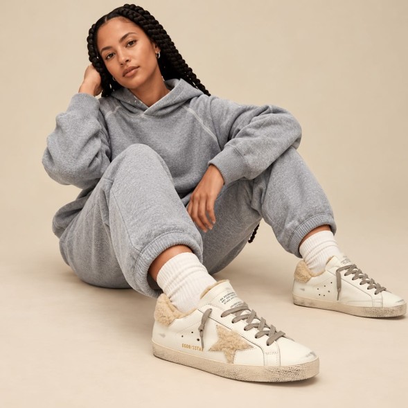 Женские зимние кеды Golden Goose Super-Star Winter White Deluxe Brand Shearling