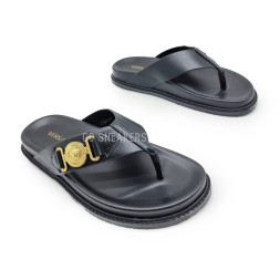 Versace Flip-flops Leather Black/Gold