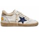 Женские зимние кеды Golden Goose Super-Star Winter White Shearling Blue Glitter Star