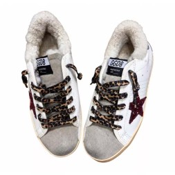 Golden Goose WINTER Superstar Burgundy Glitter Star and Silver Heel Tab