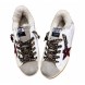 Женские зимние кеды Golden Goose WINTER Superstar Burgundy Glitter Star and Silver Heel Tab