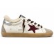 Женские зимние кеды Golden Goose WINTER Superstar Burgundy Glitter Star and Silver Heel Tab