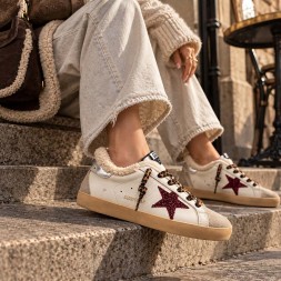 Golden Goose WINTER Superstar Burgundy Glitter Star and Silver Heel Tab