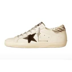 Golden Goose Superstar Black Star and Zebra Print Heel Tab