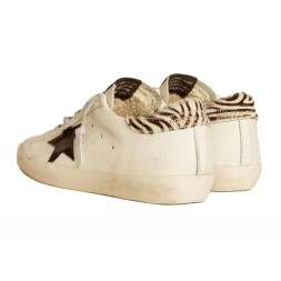 Golden Goose Superstar Black Star and Zebra Print Heel Tab