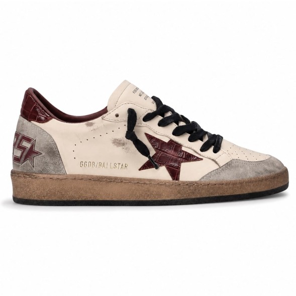 Женские кеды Golden Goose Ball Star with Cherry Crocodile Star and Heel Tab