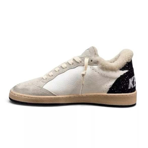Женские зимние кеды Golden Goose WINTER Ball Star with Gold Glitter Star and Black Heel Tab