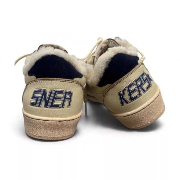 Мужские зимние кеды Golden Goose WINTER Ball Star with Black Star and Blue Suede Heel Tab