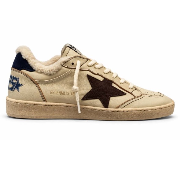 Мужские зимние кеды Golden Goose WINTER Ball Star with Black Star and Blue Suede Heel Tab
