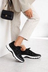 Chanel Metiers D'art Laminated and Suede Calfskin Sneakers Black