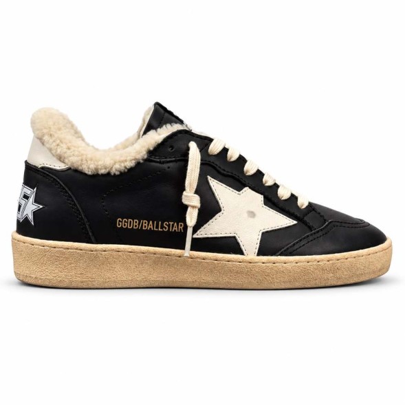 Мужские зимние кеды Golden Goose WINTER Ball Star in Black Nappa with White Leather Star