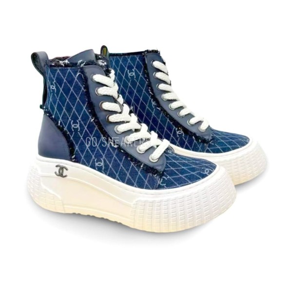 Женские зимние кеды Chanel Winter Sneakers Blue