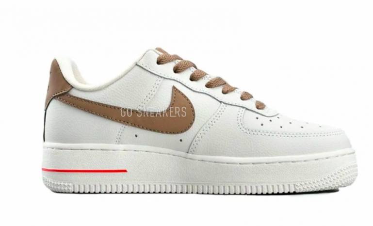 white and brown air force ones