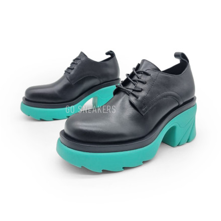 Женские лоферы Bottega Veneta Loafers Black/Turquose