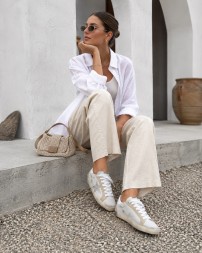 Golden Goose Super-Star Leather White/Beige Crystal Star