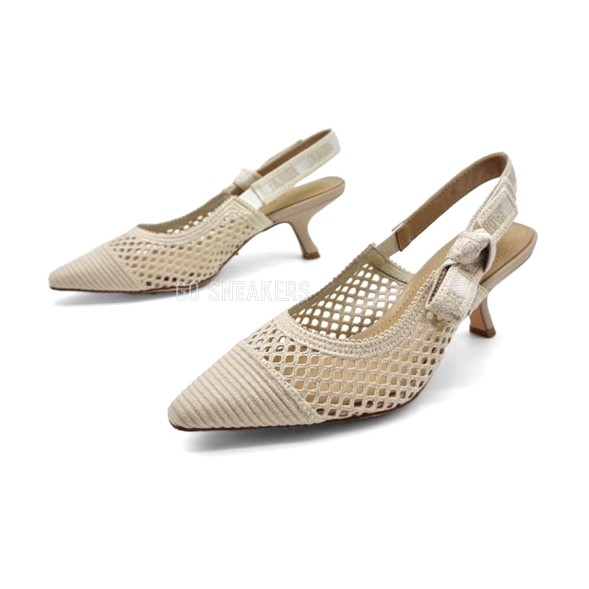 Женские босоножки Dior Textile Knitted Transparent Beige