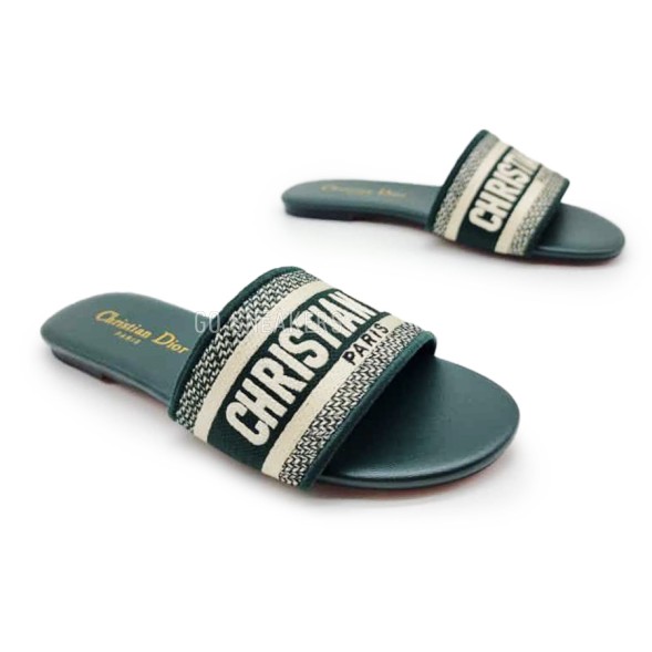 Женские босоножки Dior Flip-flops Textile White/Green