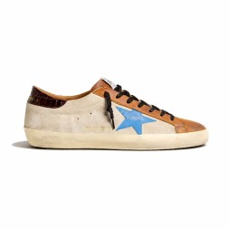 Golden Goose Superstar LTD Light Blue Star and Crocodile Heel Tab