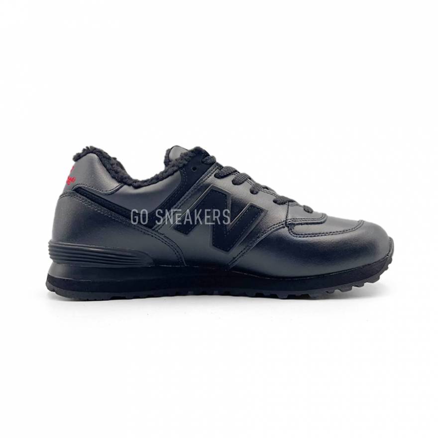 New balance black leather 574 store