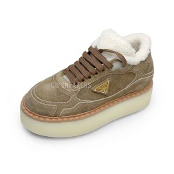 Prada Platform Suede Winter Beige