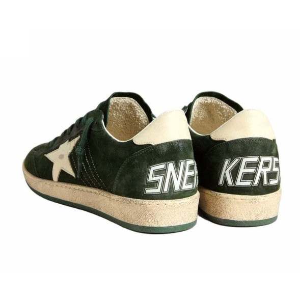 Унисекс кеды Golden Goose Ball Star Green suede with White leather star and White heel tab
