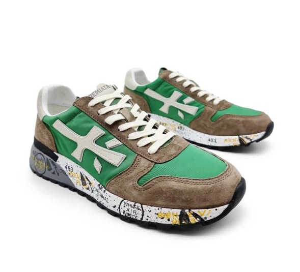 Унисекс кроссовки Premiata 483 Textile/Suede Green/Brown