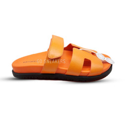 Hermes Flip-flops Chypre Unisex Leather Orange