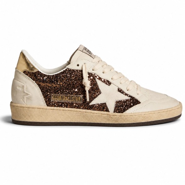 Женские кеды Golden Goose Ball Star in Glitter with Leather Star and Metallic Heel Tab