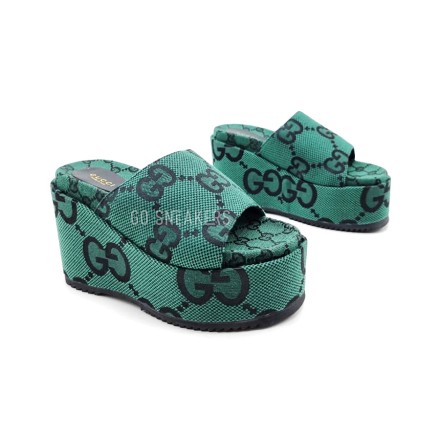 Женские шлепки Gucci Platform Flip-flops Green