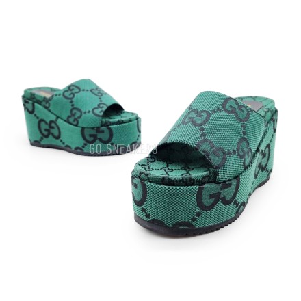 Женские шлепки Gucci Platform Flip-flops Green