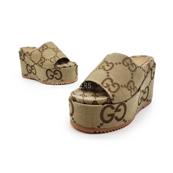 Женские шлепки Gucci Platform Flip-flops Light Brown