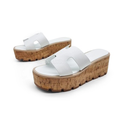 Женские шлепки Hermes Flip-flops Wood White